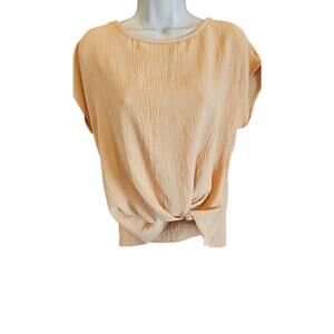 NWT Six Fifty yellow crinkle knot front sz small short sleeve oversized summer